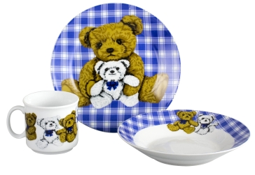 Dětská spr. 3 díly porcelán dekor medvěd color